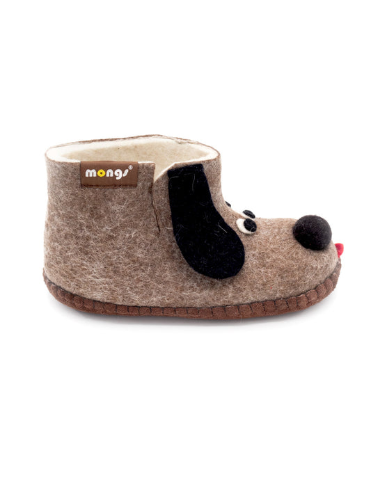 Mini mongs Dog braun - Kinderhausschuhe/Kinderpantoffeln