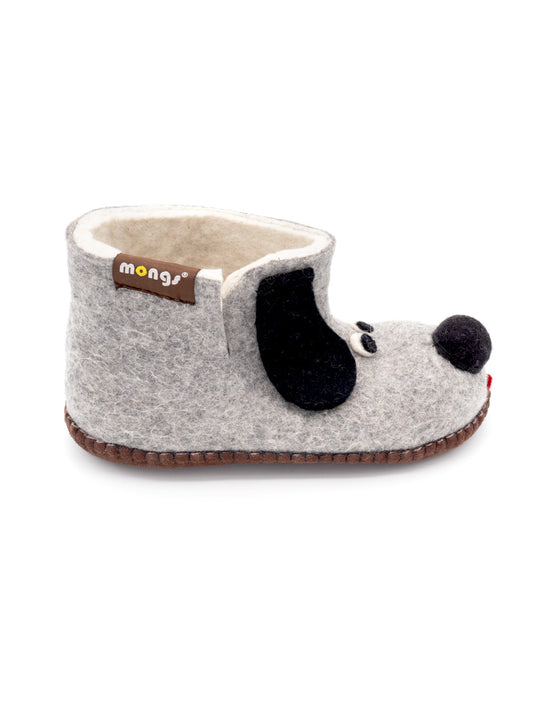 Mini mongs Dog grau - Kinderhausschuhe/Kinderpantoffeln