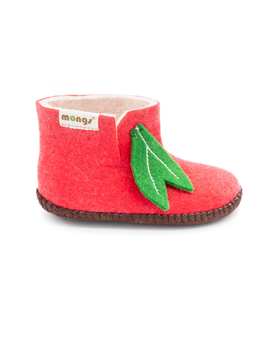 Mini mongs Uni pink mit Blatt - Kinderhausschuhe/Kinderpantoffeln