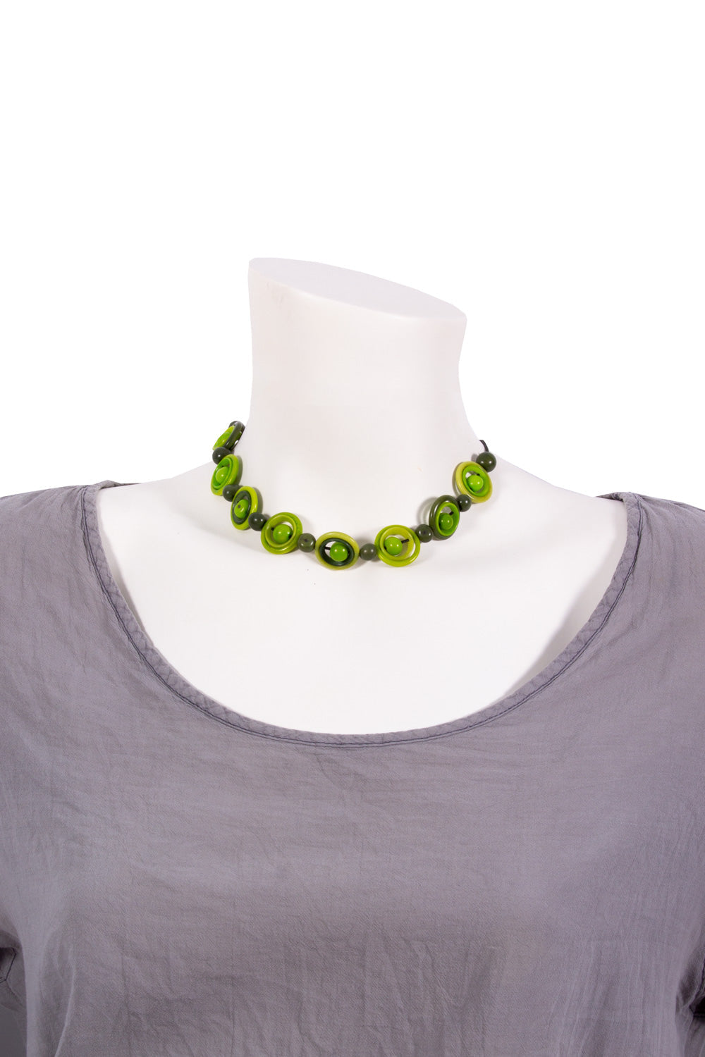 Lili green necklace - made from Acai palm seeds and Tagua nut
