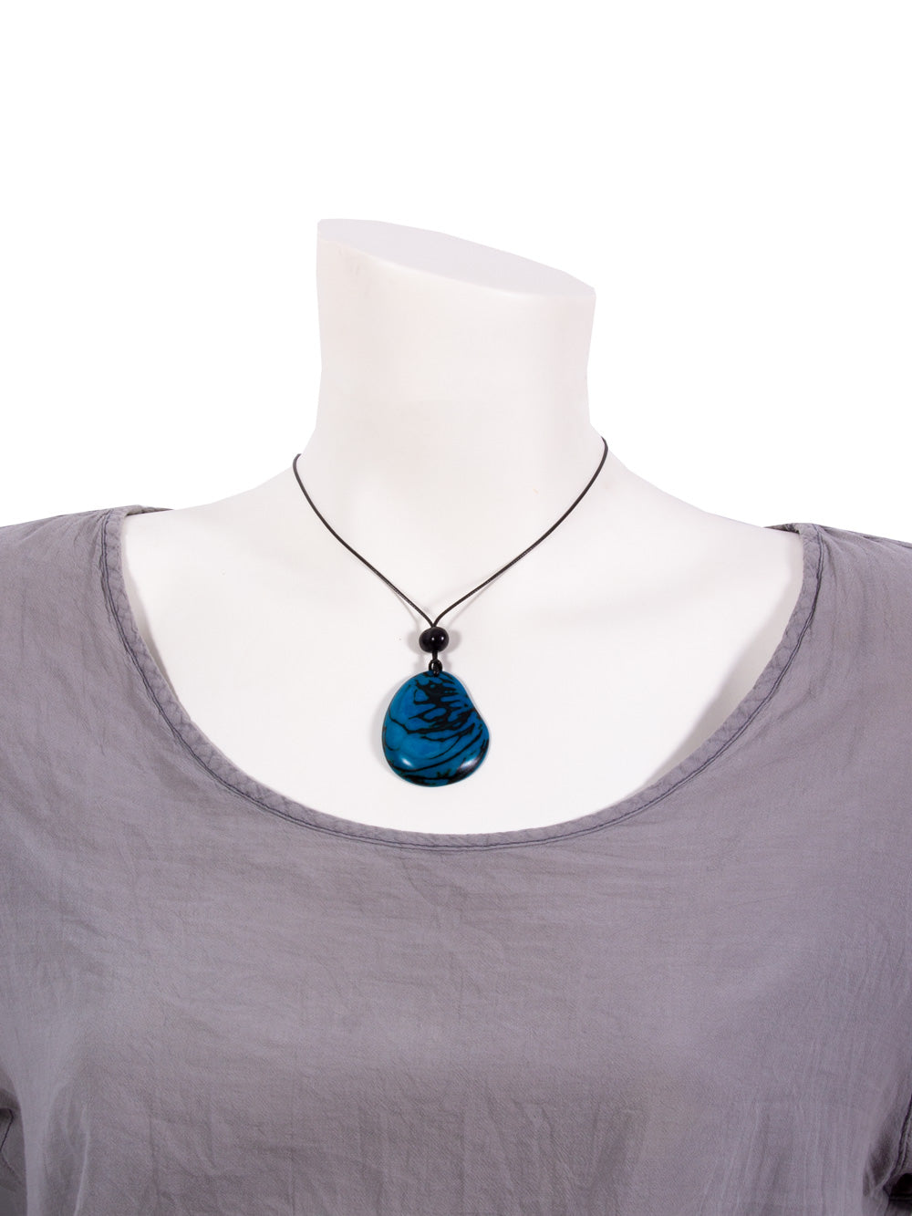 Collar Cebra azul - Nuez de Tagua