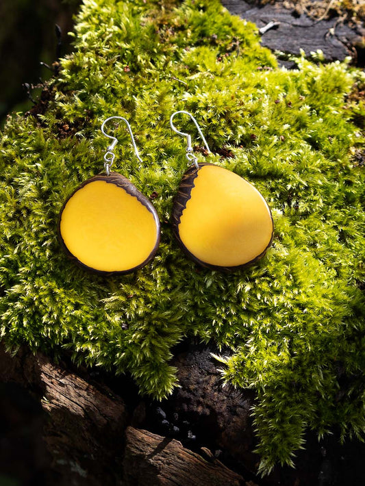 Pendientes Carlaret amarillos - Nuez de tagua plateada