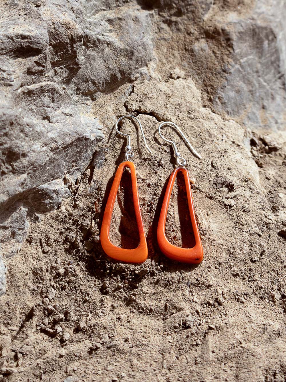 Pendientes Celiret naranja - Nuez de tagua plateada