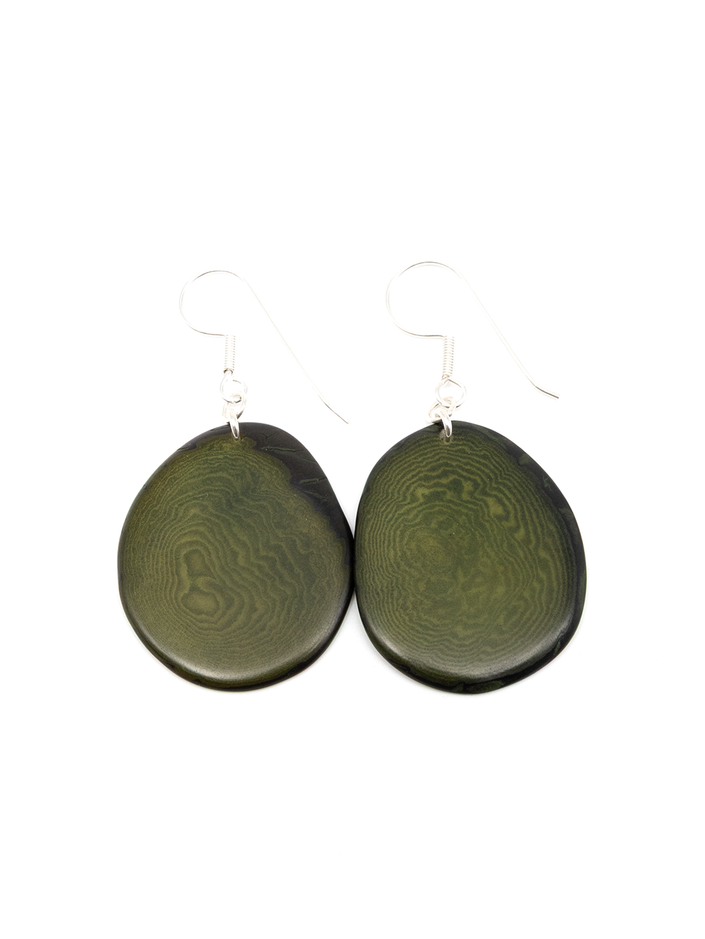 Pendientes Carlaret oliva - Nuez de Tagua plata