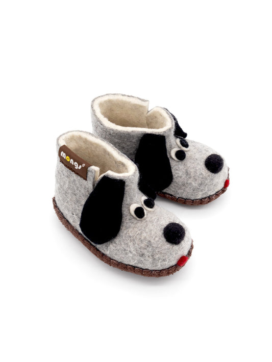Mini mongs Dog grau - Kinderhausschuhe/Kinderpantoffeln