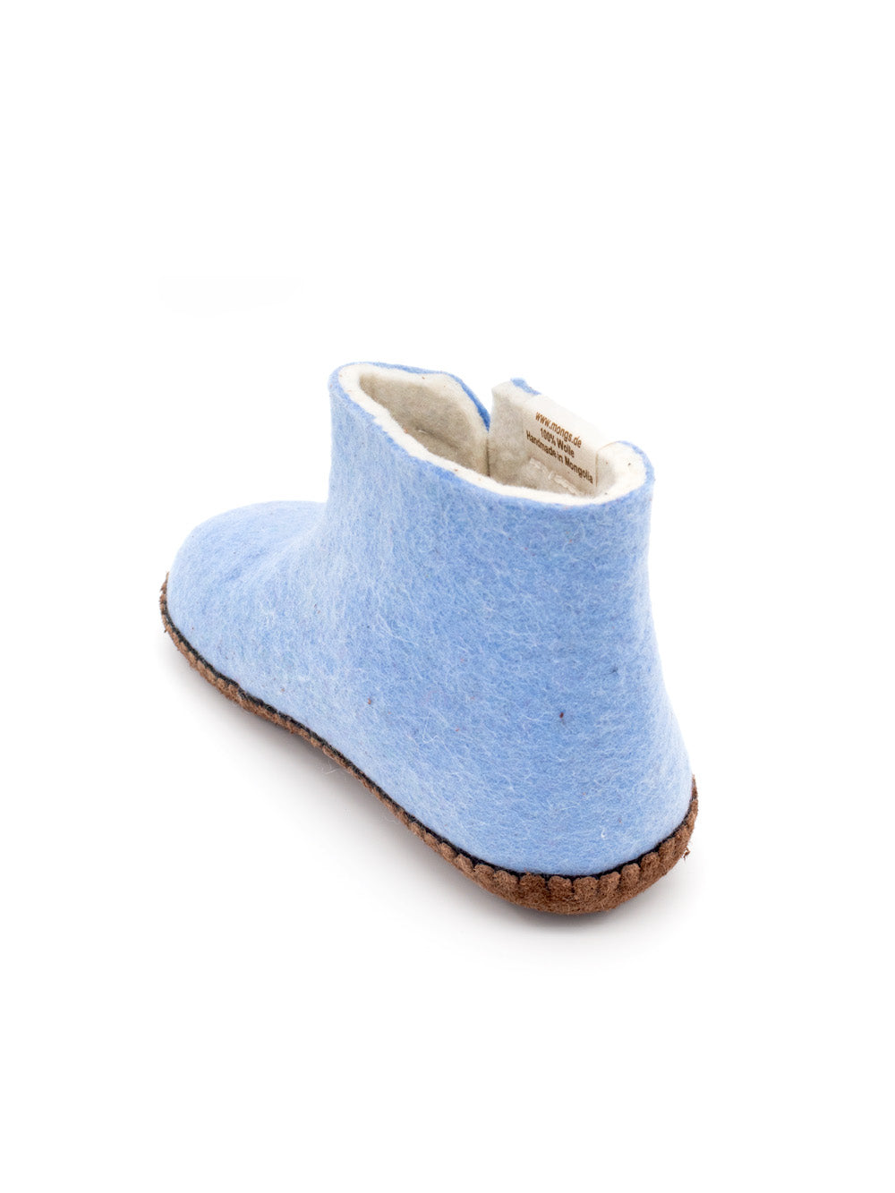 Mini mongs Uni hellblau mit Blatt - Kinderhausschuhe/Kinderpantoffel