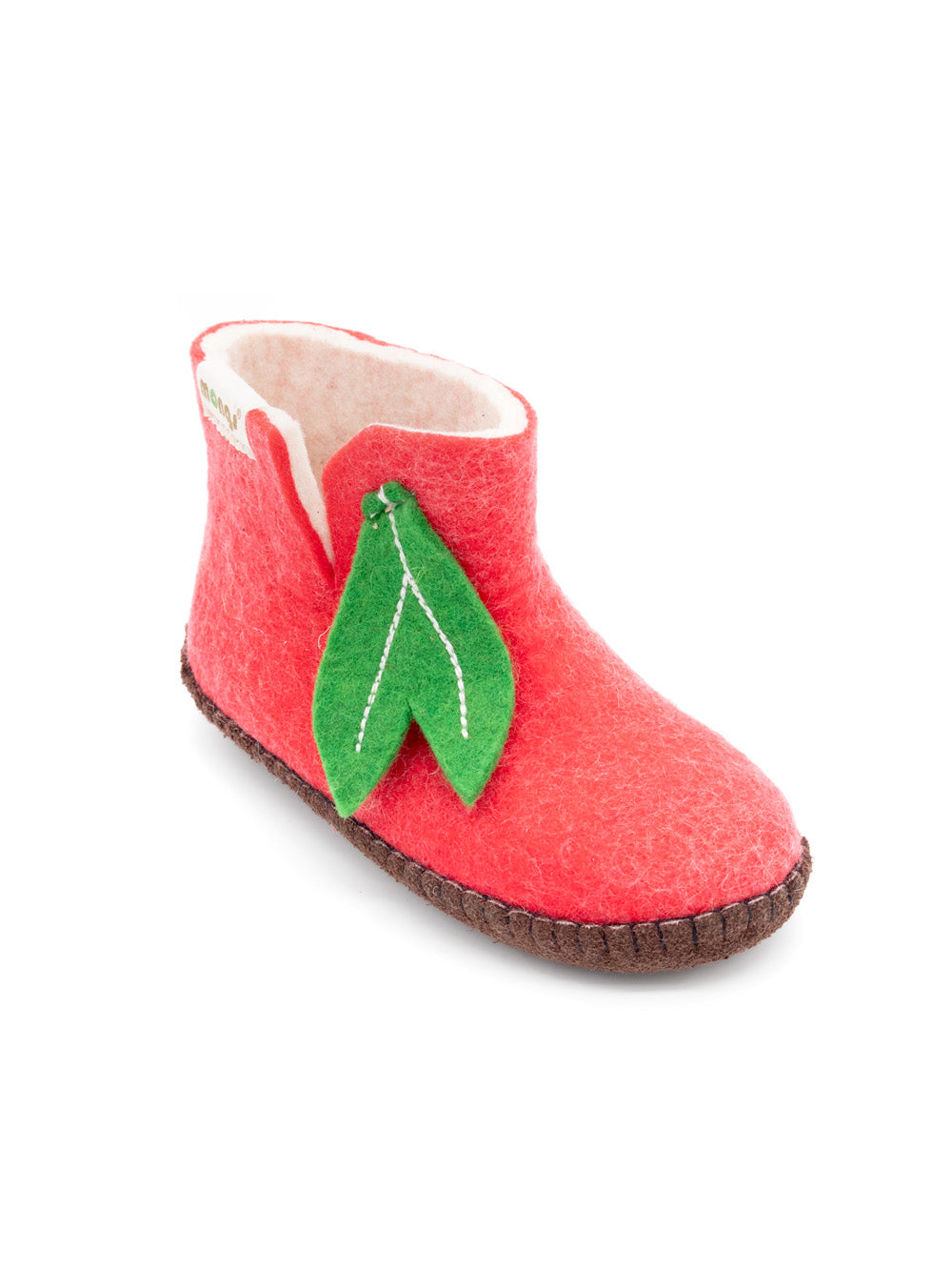 Mini mongs Uni pink mit Blatt - Kinderhausschuhe/Kinderpantoffeln