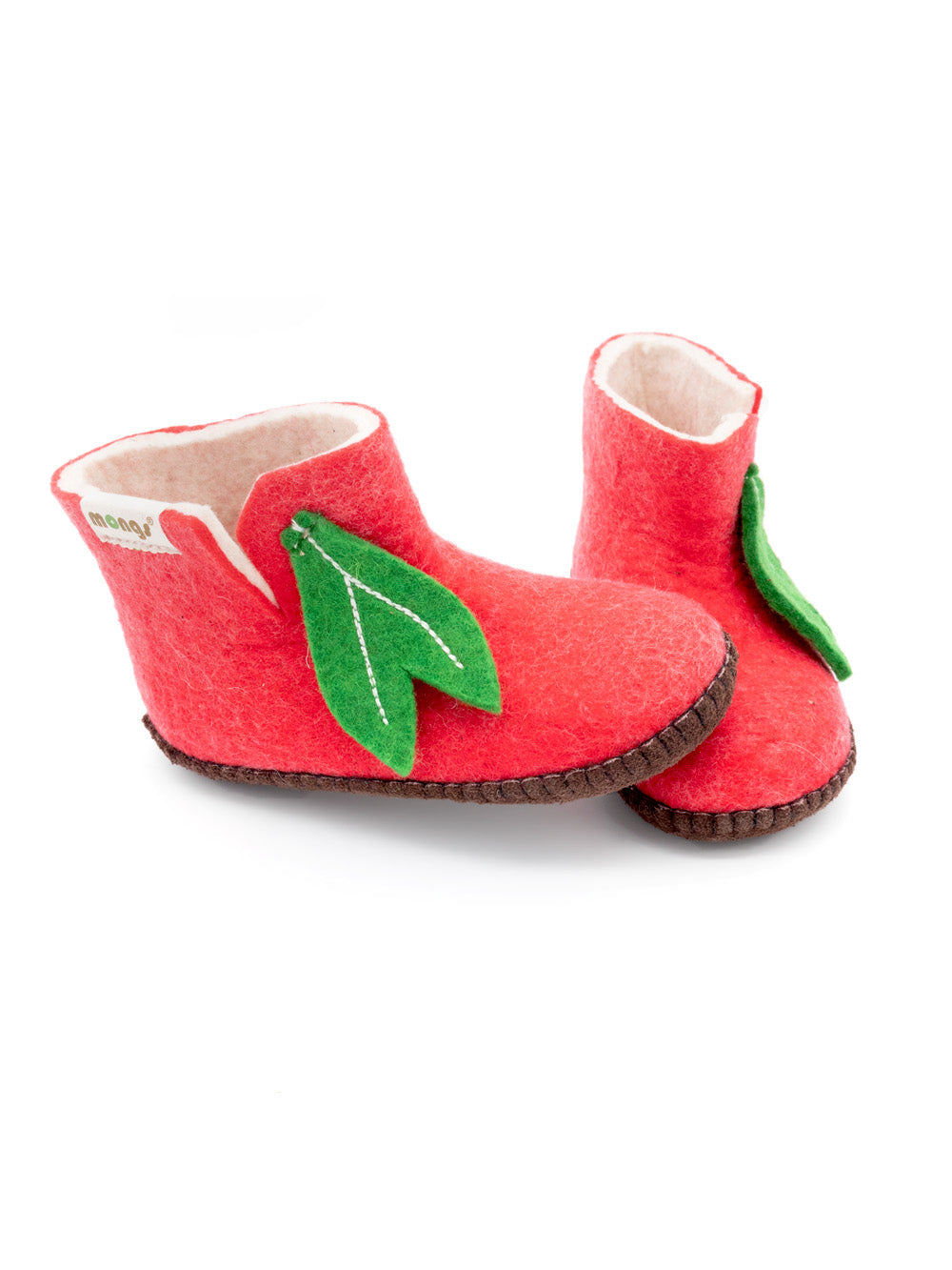 Mini mongs Uni pink mit Blatt - Kinderhausschuhe/Kinderpantoffeln