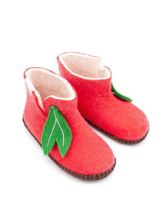 Mini mongs Uni pink mit Blatt - Kinderhausschuhe/Kinderpantoffeln