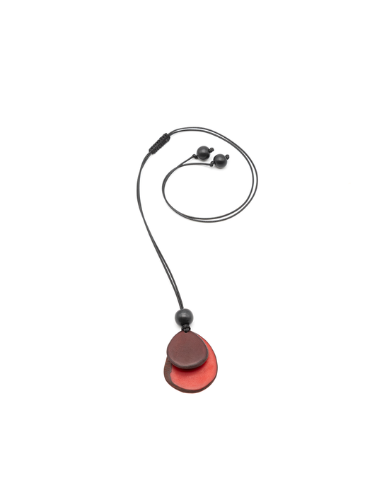 Halskette Chiloete Bordeaux/Rot- La Tagua Nuss