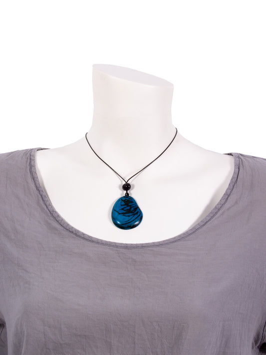 Halskette Zebra Blau - La Tagua Nuss