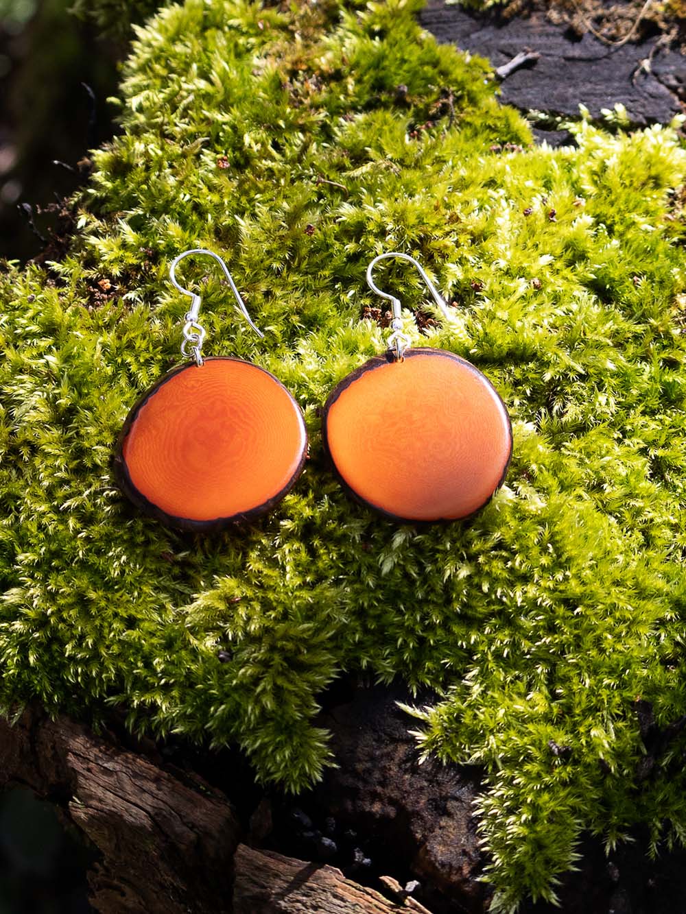 Pendientes Carlaret naranjas - Nuez de tagua plateada