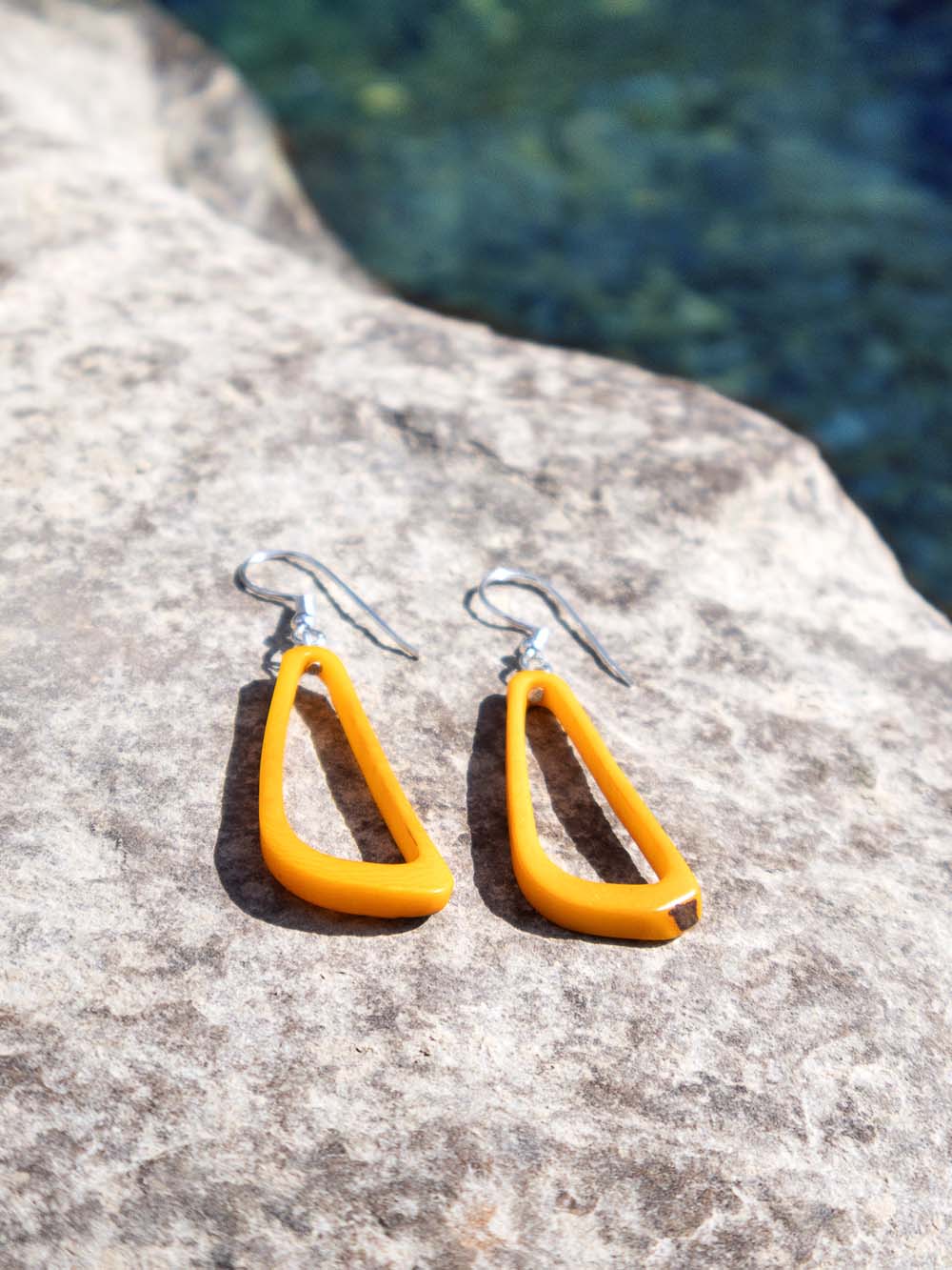 Earrings Celiret yellow/orange - La Tagua Nut silver