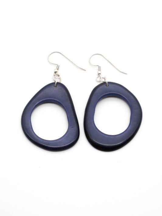 Pendientes Donaret azul oscuro - Pendientes de tagua plateados