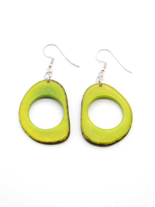 Pendientes Donaret verde manzana - Pendientes de Nuez de Tagua plata