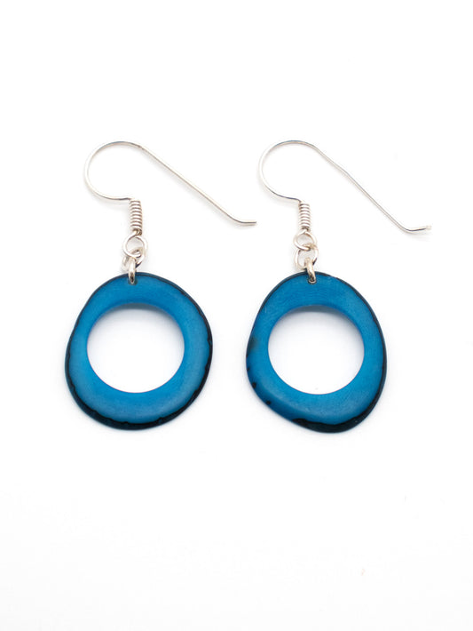 Pendientes Doniret azul - Pendientes de plata con nuez de tagua