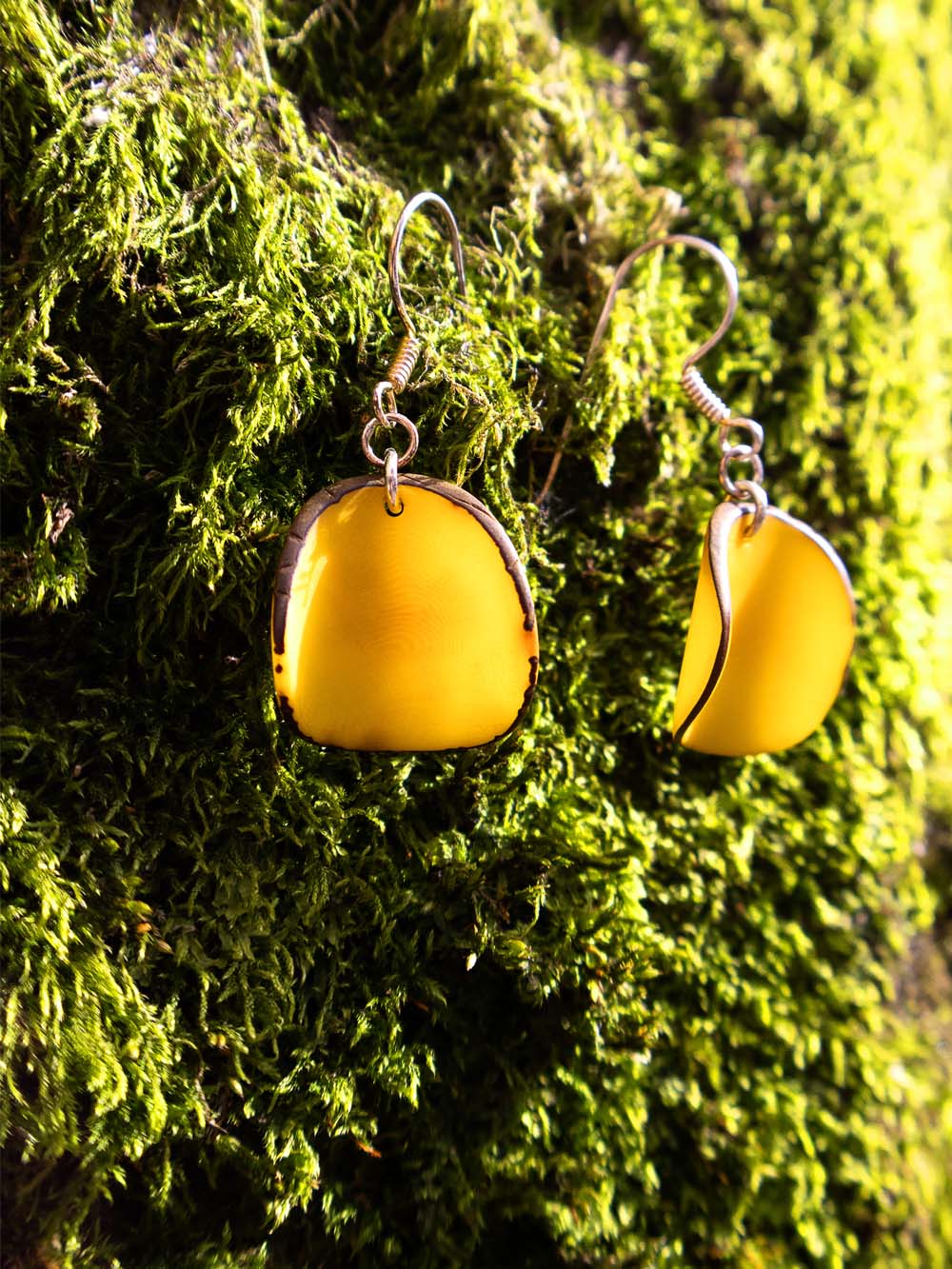Pendientes Lararet amarillo - Nuez de Tagua plata