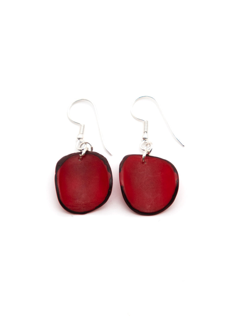 Pendientes Lararet rojo - Nuez de tagua plateada