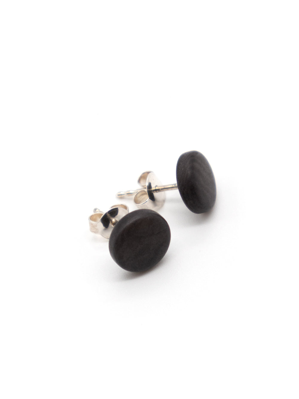 Pendientes de tuerca Topo negro - Pendientes de plata de nuez de tagua