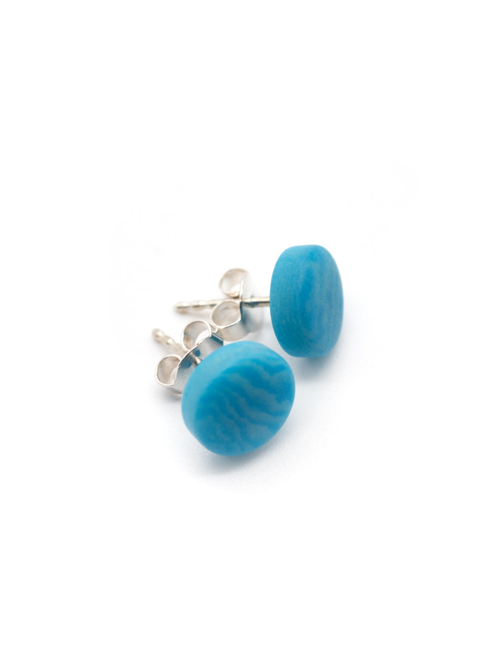 Ohrstecker Topo Hellblau - La Tagua Nuss Ohrringe Silber