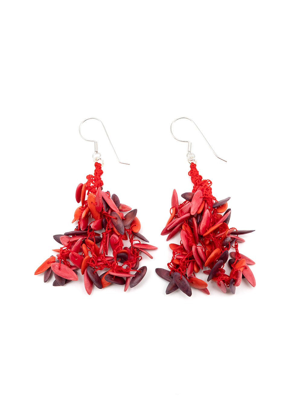 Earrings Tenzaret red silver - Melon seeds - La Tagua