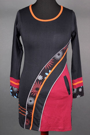 Baumwollkleid mit Blumenschweifmuster