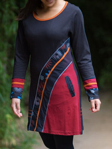 Vestido de algodón con estampado de cola de flores