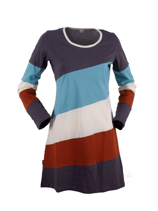 gestreiftes Langarmkleid M