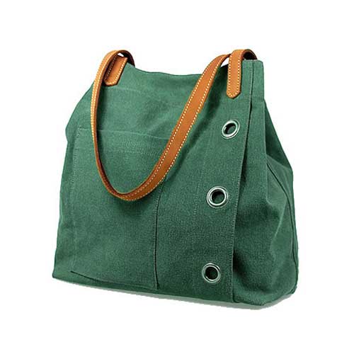 Schultertasche aus Canvas tannengrün